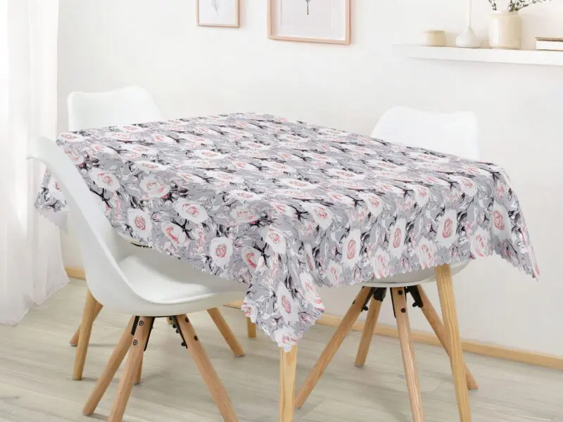 Hranatý teflonový ubrus růže na šedé značky Škodák