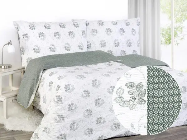 Krepové povlečení zelené ornamenty a tvary - vende značky Škodák