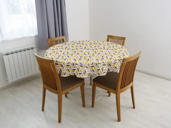Kulatý bavlněný ubrus podzimní vintage listy značky Škodák