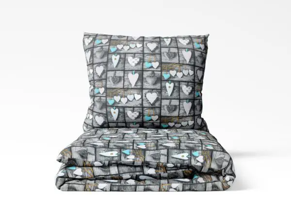 Bavlněné povlečení patchwork tyrkysová srdce značky Škodák