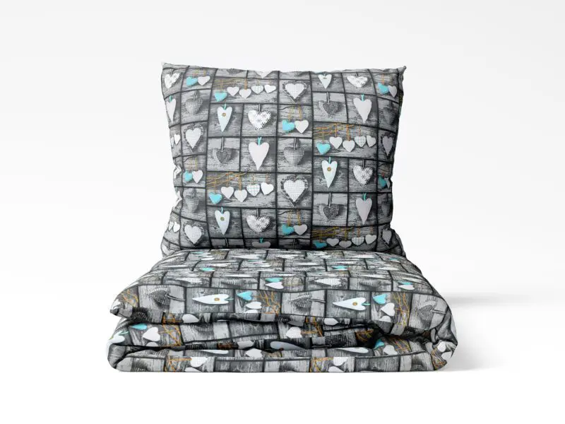 Bavlněné povlečení patchwork tyrkysová srdce značky Škodák