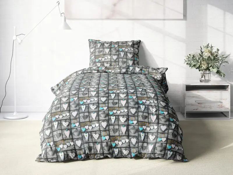 Bavlněné povlečení patchwork tyrkysová srdce značky Škodák