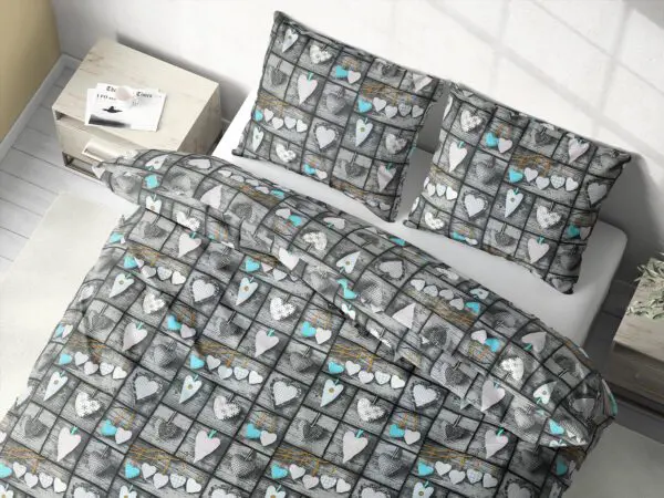Bavlněné povlečení patchwork tyrkysová srdce značky Škodák
