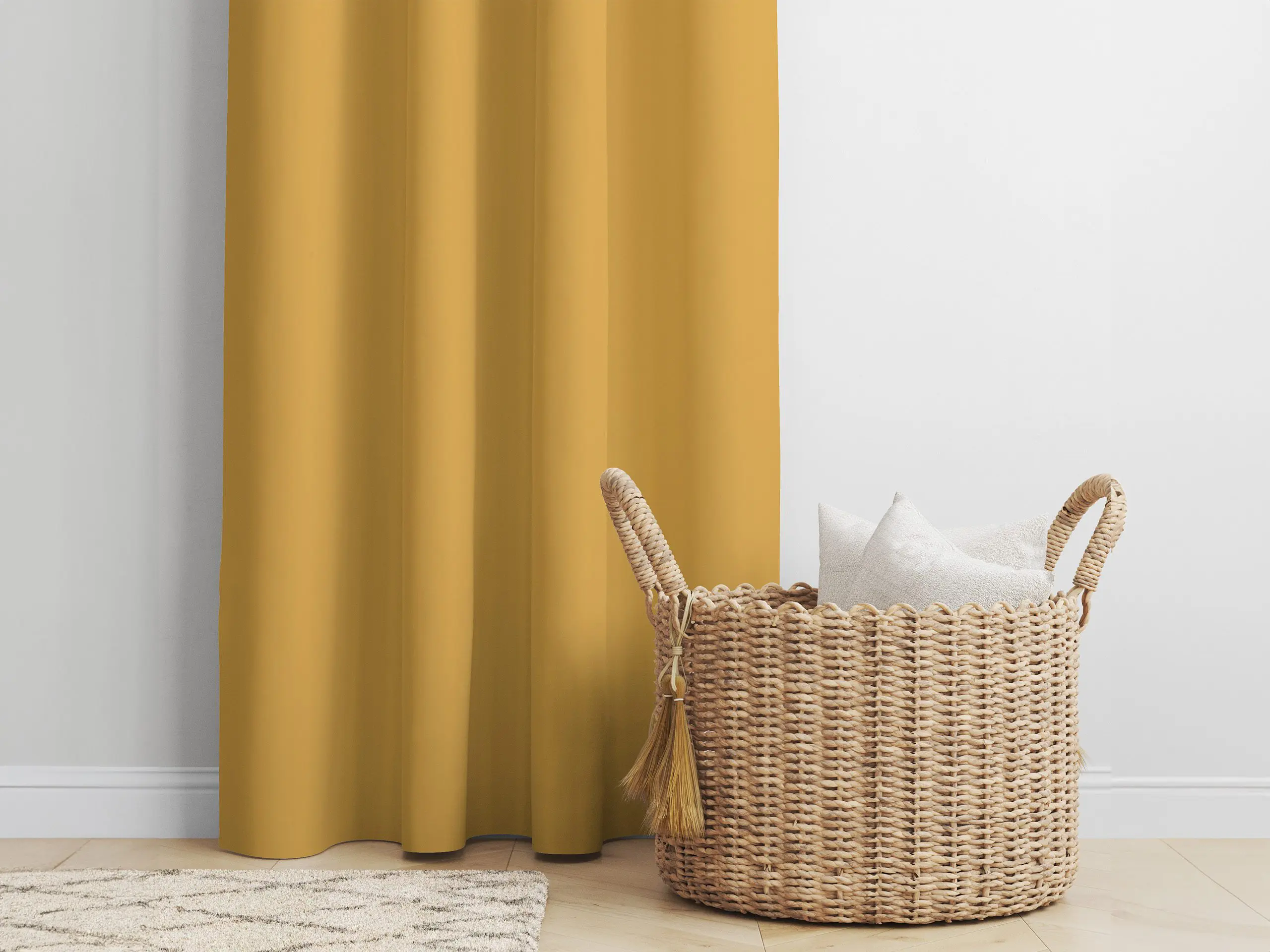 Dekorační závěs Loneta hořčicový značky Škodák