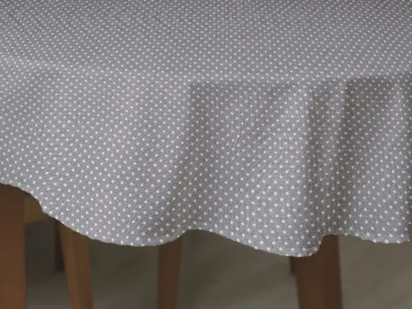 Oválný bavlněný ubrus malé puntíčky na šedé značky Škodák
