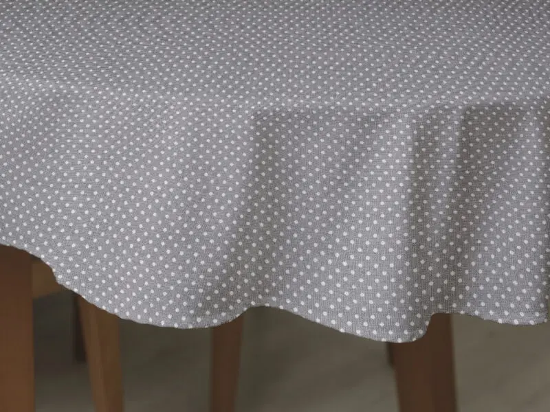 Oválný bavlněný ubrus malé puntíčky na šedé značky Škodák