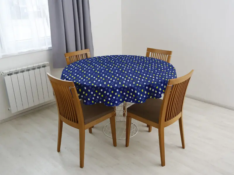 Kulatý bavlněný ubrus hvězdy na modré značky Škodák