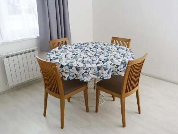 kulatý ubrus Loneta petrolejové trojúhelníky značky Škodák