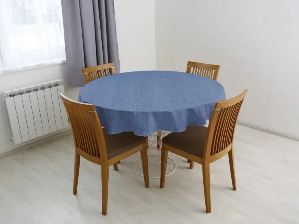 Kulatý ubrus Loneta modrý režný značky Škodák