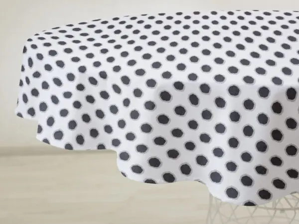 Kulatý bavlněný ubrus buňky na bílé značky Škodák