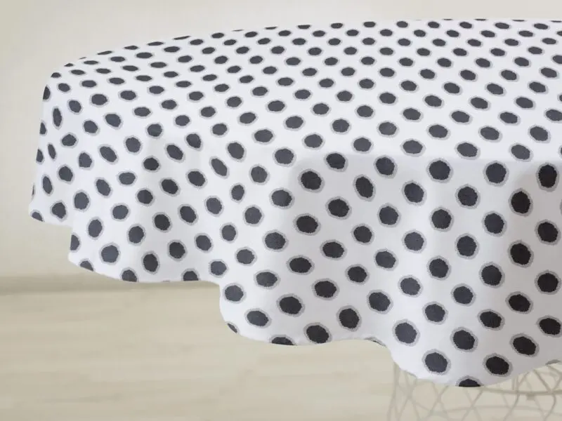 Kulatý bavlněný ubrus buňky na bílé značky Škodák