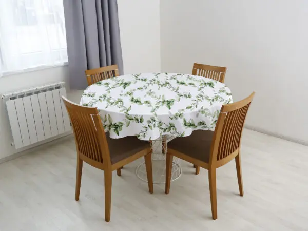 Kulatý bavlněný ubrus zelené listy značky Škodák