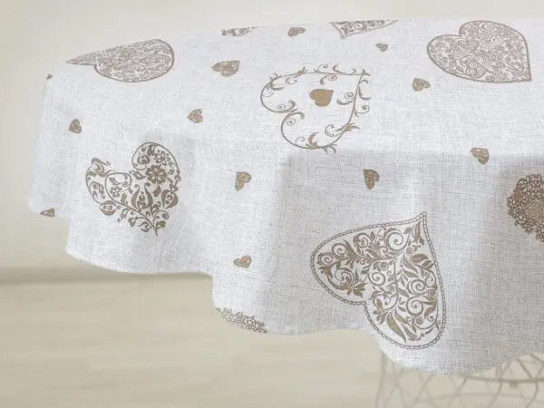 Kulatý ubrus Loneta proutěné srdce značky Škodák