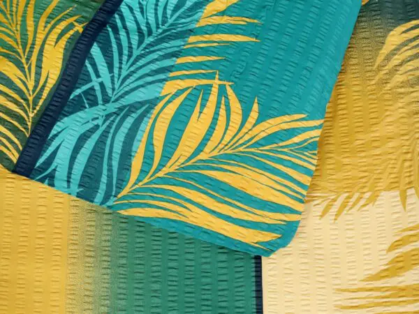 Hotelové povlečení Karl žluté listy s tyrkysovou značky Škodák.