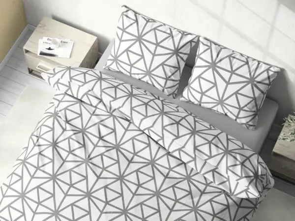 Hotelové povlečení Simone šedé geometrické tvary značky Škodák.