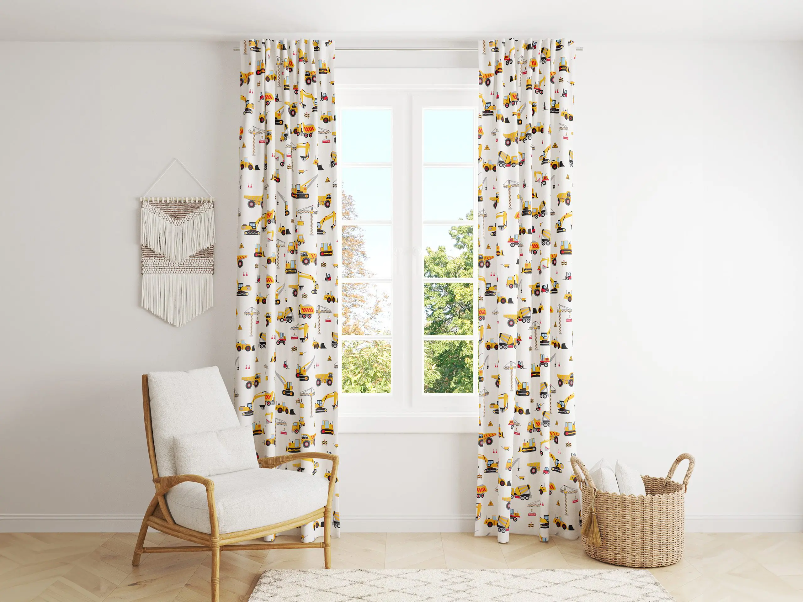 Bavlněný závěs bagři značky Škodák