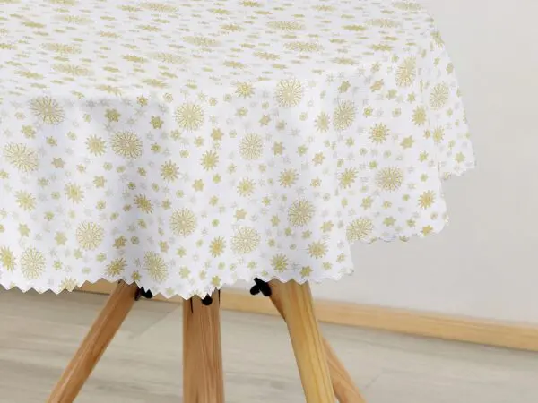 Kulatý teflonový ubrus zlaté vločky a hvězdičky značky Škodák