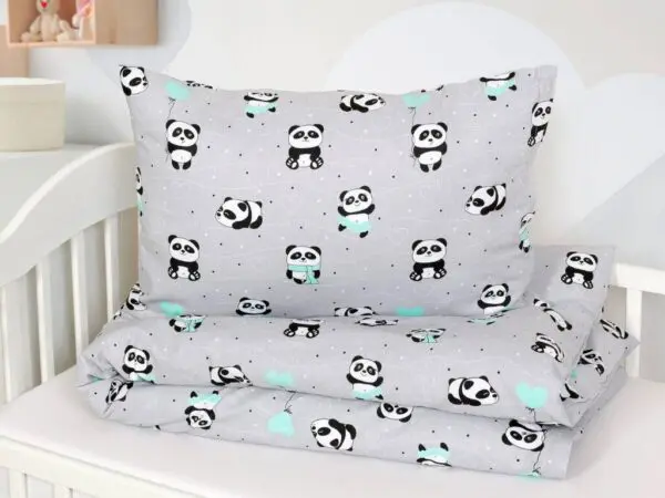 Bavlněné povlečení do školky panda na šedé značky Škodák