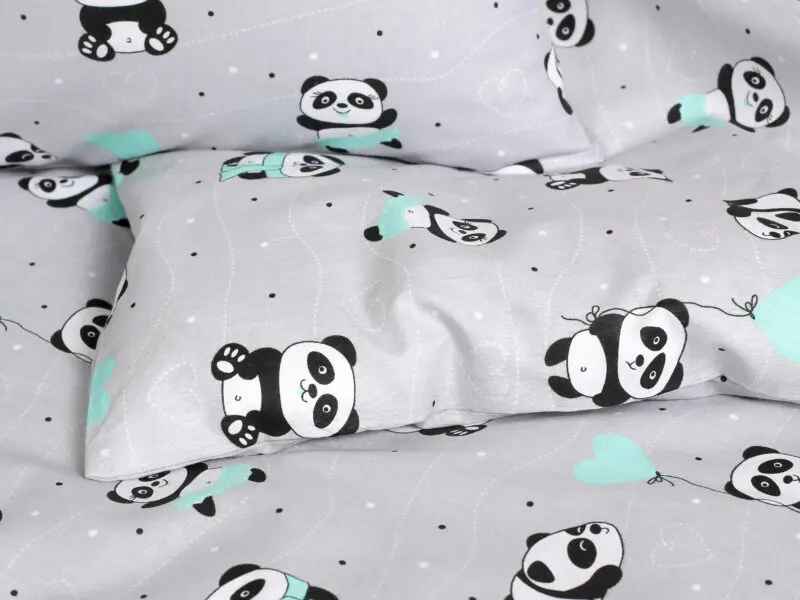 Bavlněné povlečení do školky panda na šedé značky Škodák