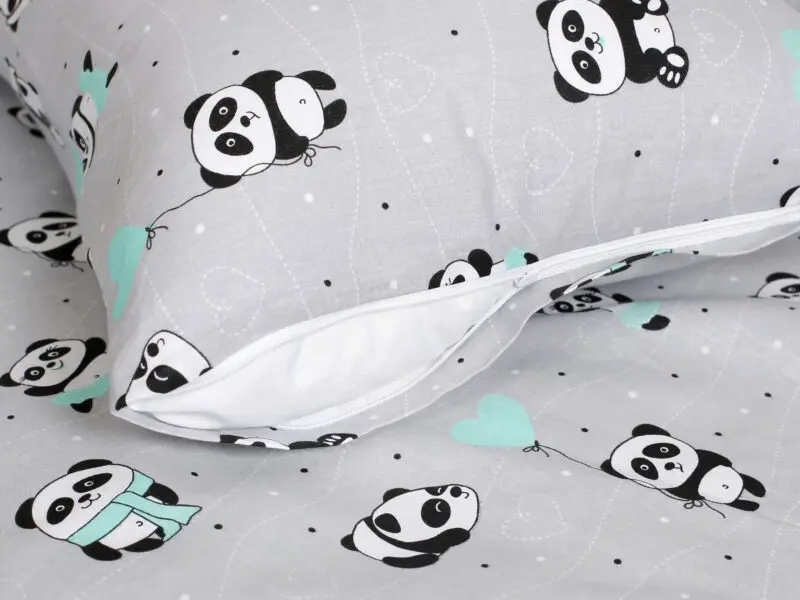 Bavlněné povlečení do školky panda na šedé značky Škodák