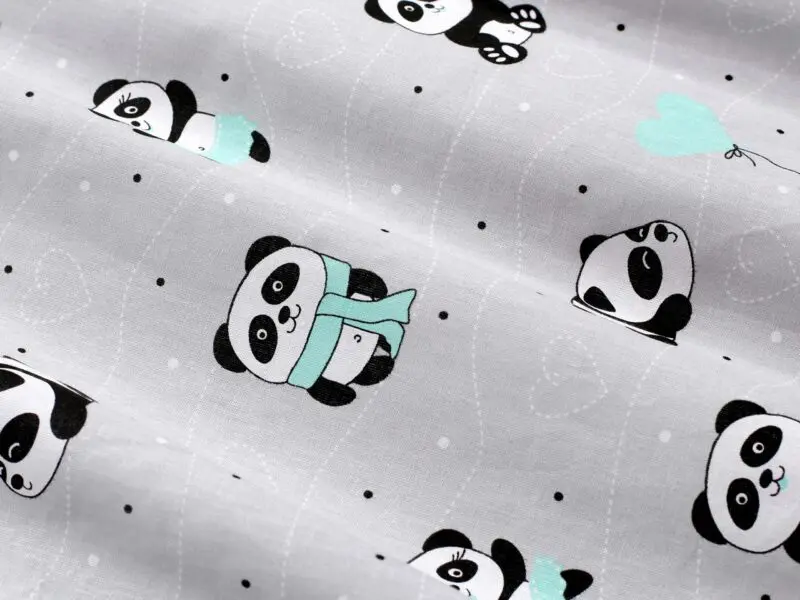 Bavlněné povlečení do školky panda na šedé značky Škodák