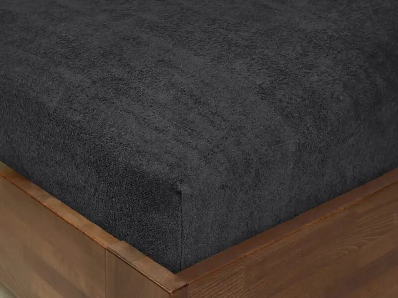 Froté prostěradlo tmavě šedé pro hotely s napínací gumou značky Škodák.