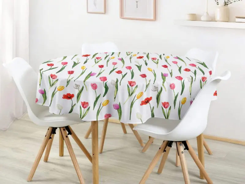 Kulatý ubrus bavlněný tulipány značky Škodák