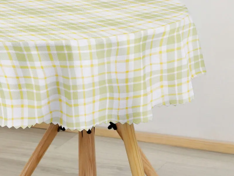 Kulatý teflonový ubrus žluté a zelené káro značky Škodák