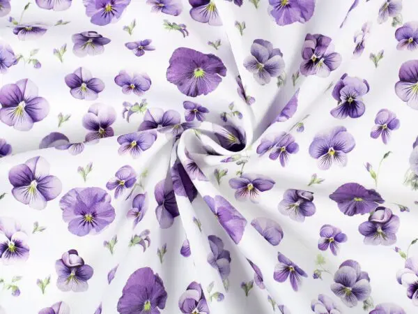 Bavlněný satén macešky metráž značky Škodák