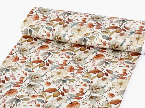 Bavlněný satén podzimní květy metráž značky Škodák