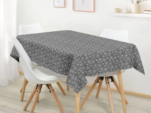 Teflonový hranatý ubrus stříbrné vločky na šedé značky Škodák