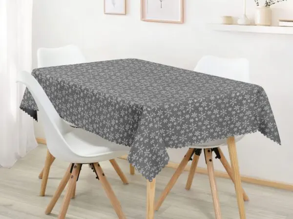 Teflonový hranatý ubrus stříbrné vločky na šedé značky Škodák
