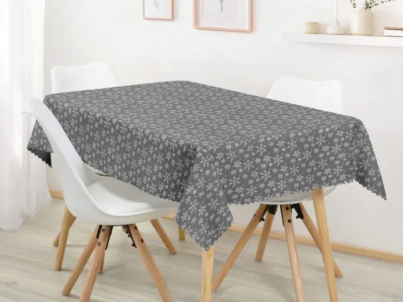 Teflonový hranatý ubrus stříbrné vločky na šedé značky Škodák