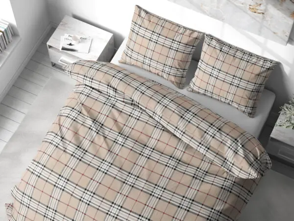 Bavlněné povlečení béžové káro značky Škodák