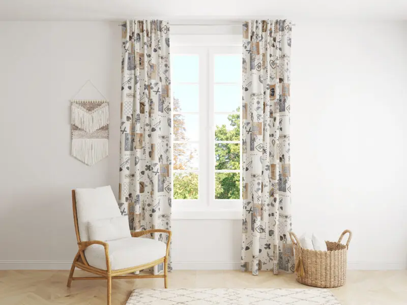 Dekorační závěs Loneta béžová srdíčka patchwork značky Škodák