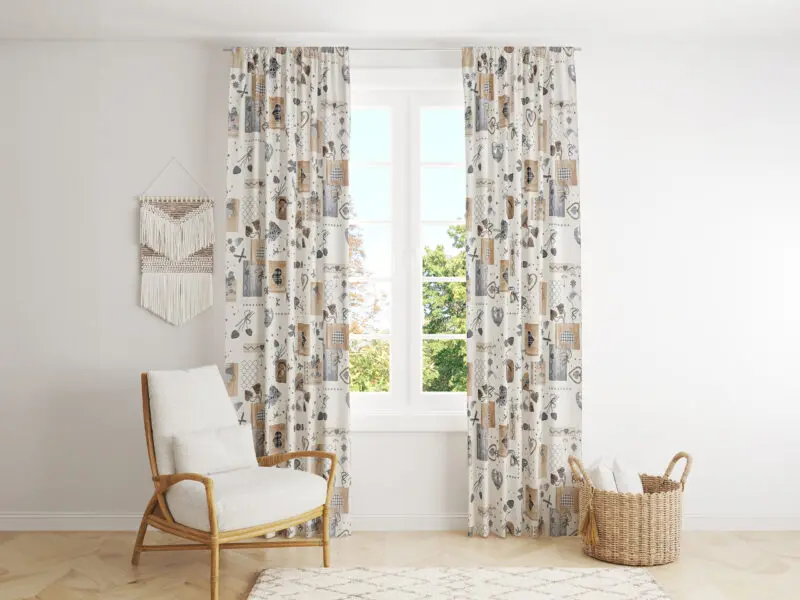 Dekorační závěs Loneta béžová srdíčka patchwork značky Škodák