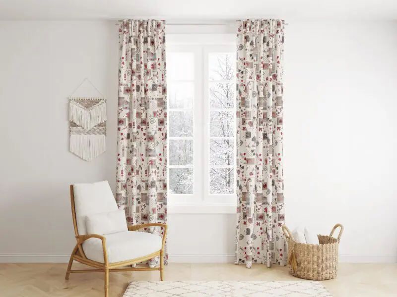 Dekorační závěs Loneta vínová srdíčka patchwork značky Škodák