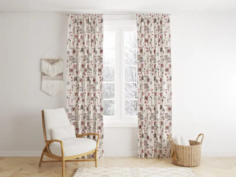 Dekorační závěs Loneta vínová srdíčka patchwork značky Škodák