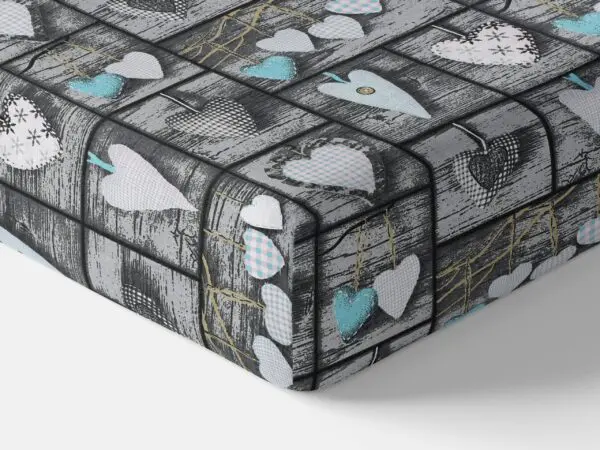 Bavlněné napínací prostěradlo patchwork tyrkysové srdce značky Škodák