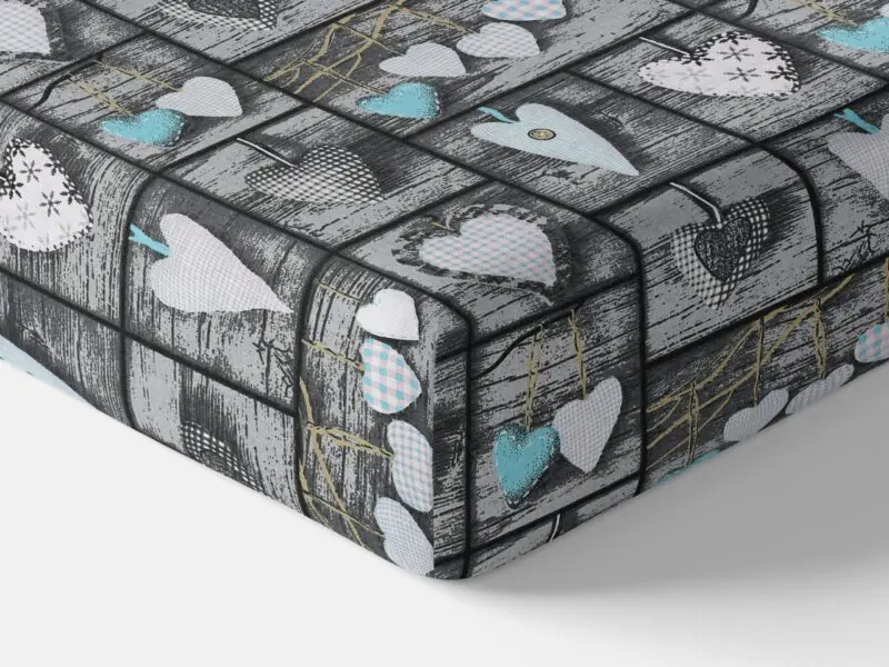 Bavlněné napínací prostěradlo patchwork tyrkysové srdce značky Škodák