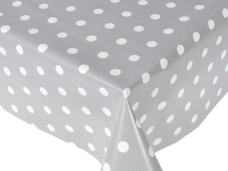 PVC ubrus Bílý puntík na šedé140x120 cm