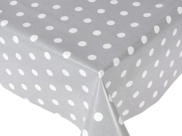 PVC ubrus Bílý puntík na šedé140x120 cm