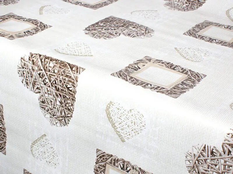 PVC ubrus béžové srdce 140x120 cm