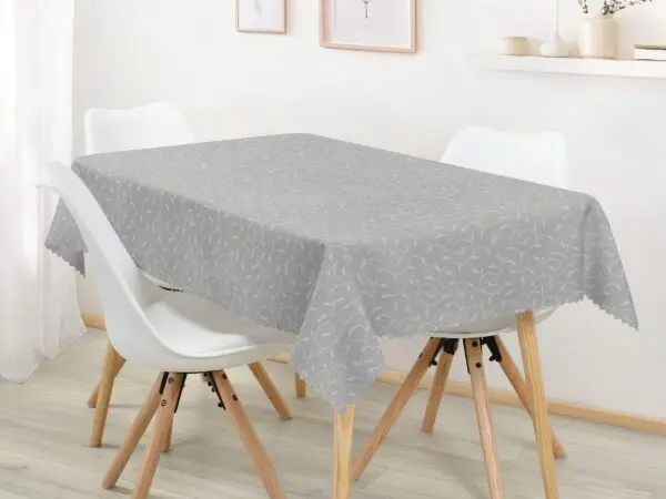 Hranatý teflonový ubrus šedý zámecký vzor značky Škodák.