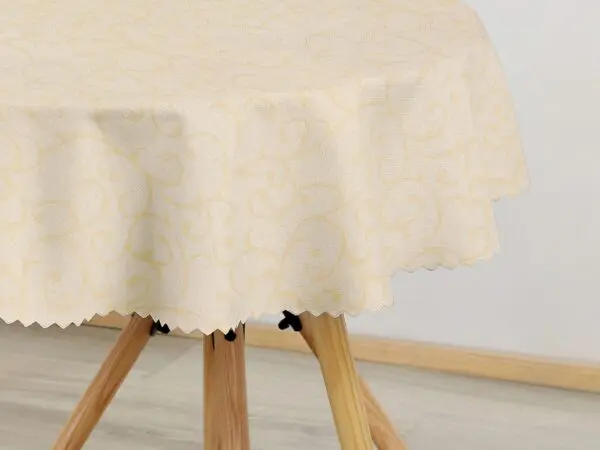 Kulatý teflonový ubrus béžový zámecký vzor značky Škodák