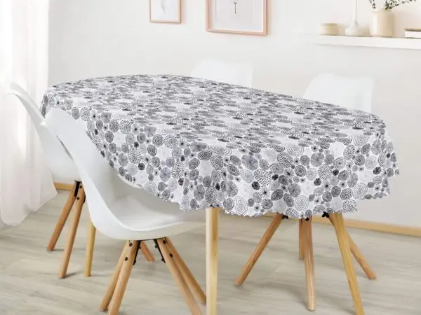 Oválný teflonový ubrus černý kruh na bílé značky Škodák