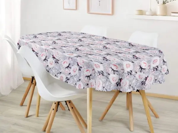 Oválný teflonový ubrus růže na šedé značky Škodák