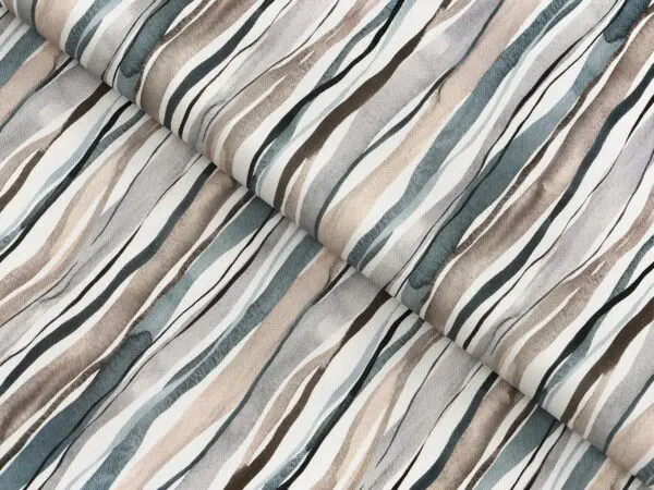 Dekorační látka VALORA modro-béžový proužek metráž šířka 140 cm