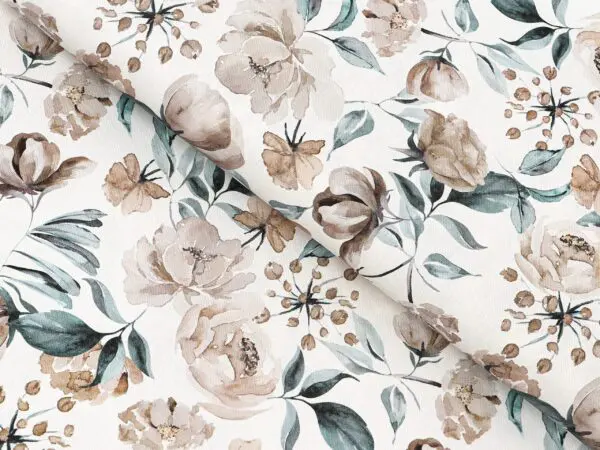 Dekorační látka VALORA modro-béžové kvítí metráž šířka 140 cm