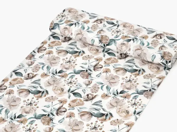 Dekorační látka VALORA modro-béžové kvítí metráž šířka 140 cm